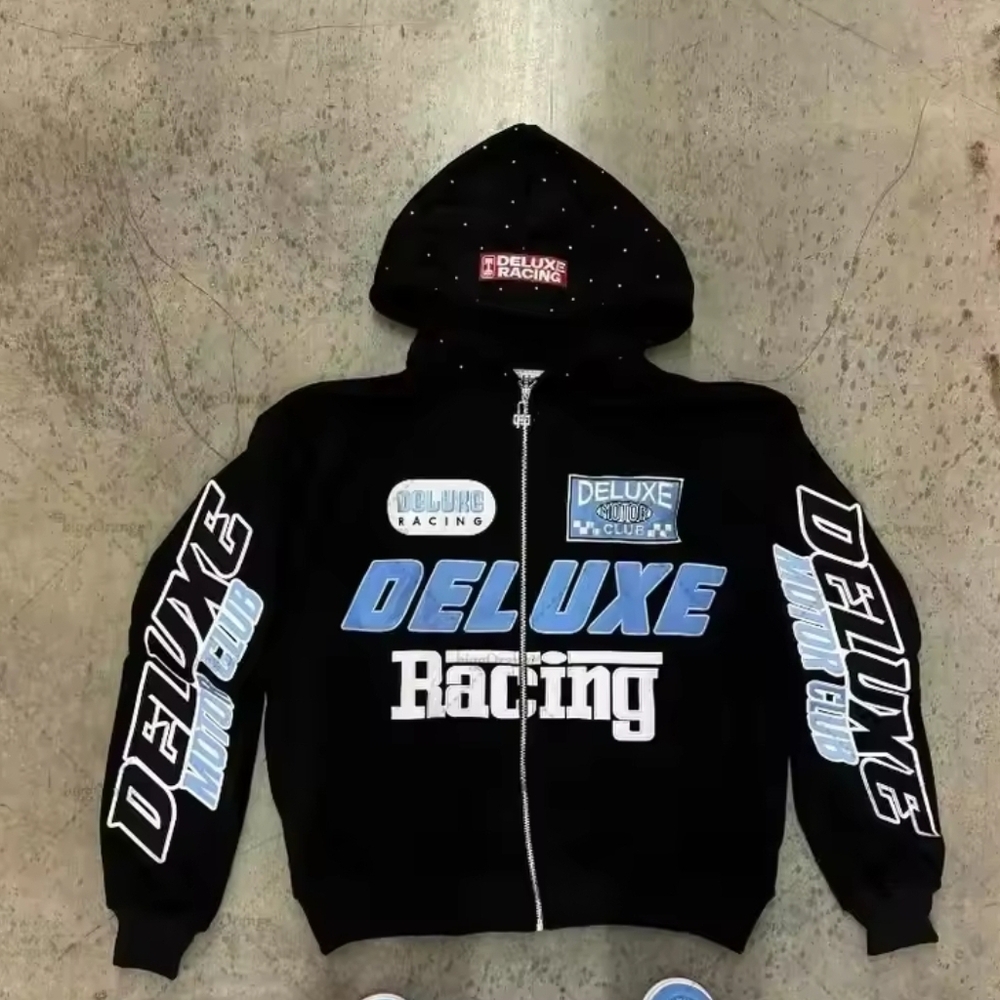 Deluxe Racing Black and Blue Hoodie